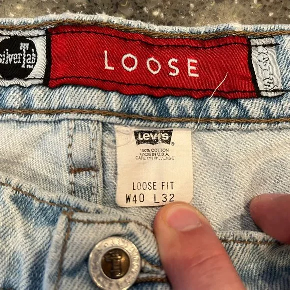 Levi's Loose SilverTab 40x32 Jeans with pocket patch front and back